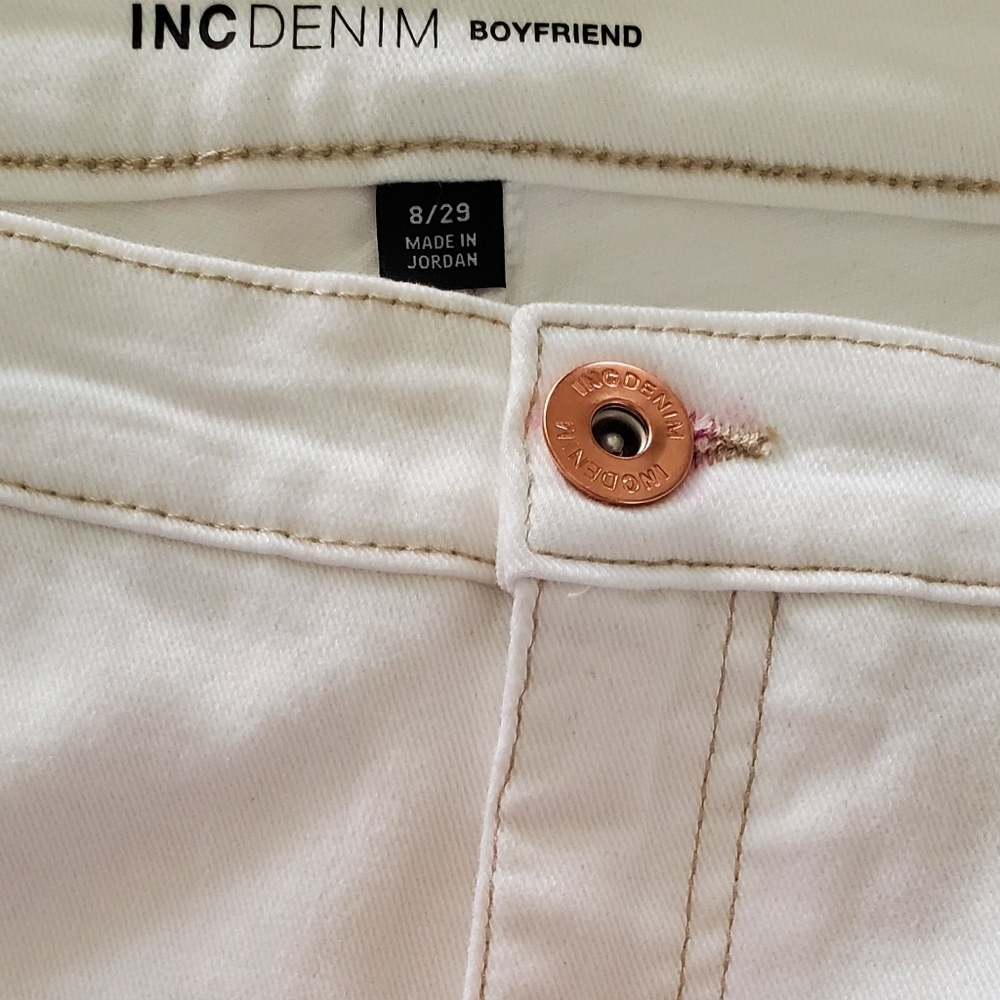 INC International Concepts Womens White Boyfriend Straight Leg Jeans Size 8/29 - Picture 3 of 8